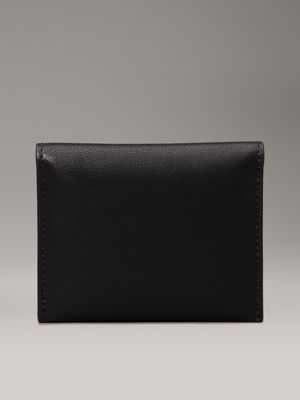 ck black leather rfid slimfold wallet for women calvin klein