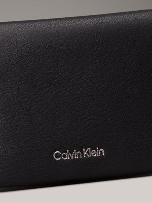 ck black leather rfid slimfold wallet for women calvin klein