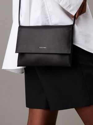 ck black small leather crossbody bag for women calvin klein