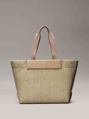 brown large raffia tote bag for women calvin klein