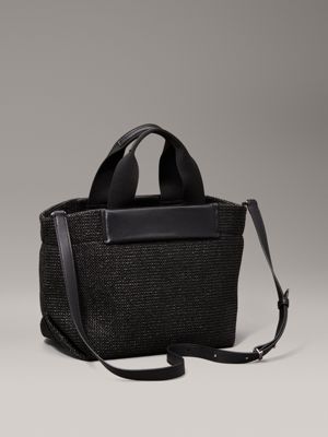 ck black small raffia tote bag for women calvin klein