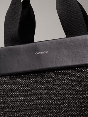 ck black small raffia tote bag for women calvin klein