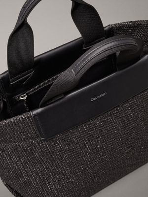 ck black small raffia tote bag for women calvin klein