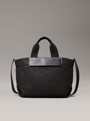 black small raffia tote bag for women calvin klein