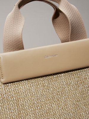 crockery small raffia tote bag for women calvin klein