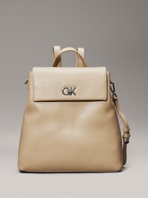 brown flap backpack for women calvin klein