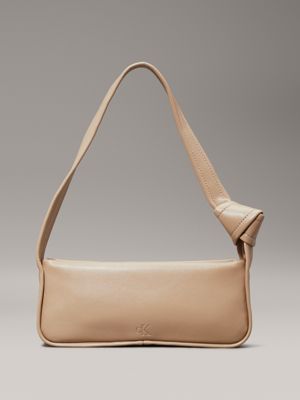 dark beige knotted shoulder bag for women calvin klein jeans