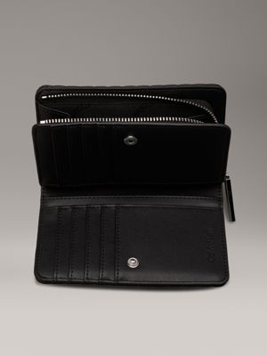 pvh black quilted bifold wallet for women calvin klein