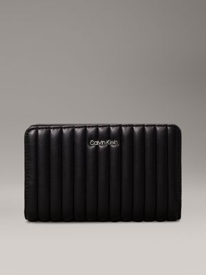 black quilted bifold wallet for women calvin klein