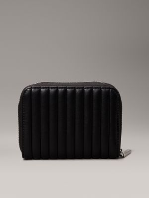 pvh black quilted zip around wallet for women calvin klein