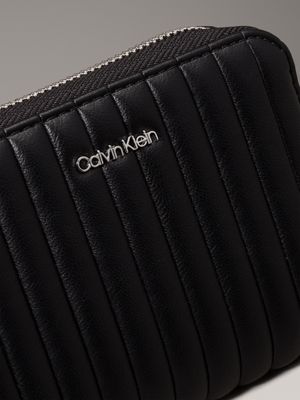 pvh black quilted zip around wallet for women calvin klein