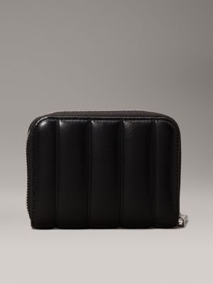 pvh black quilted zip around wallet for women calvin klein