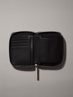 pvh black quilted zip around wallet for women calvin klein