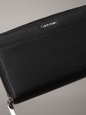 pvh black large zip around wallet for women calvin klein