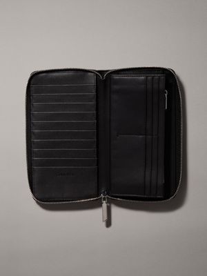 grand portefeuille zippé pvh black pour femmes calvin klein