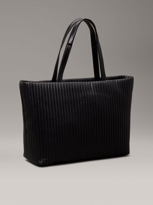 pvh black quilted tote bag for women calvin klein