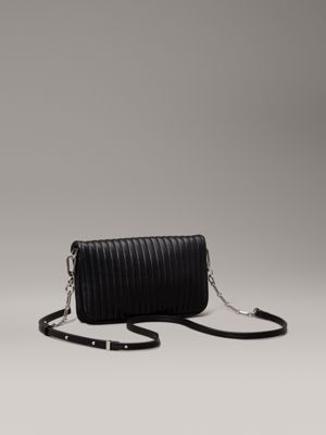 borsa a tracolla trapuntata pvh black da donne calvin klein