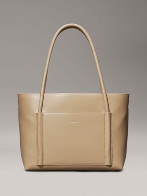 brown 2-in-1 tote bag for women calvin klein