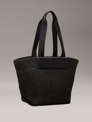 ck black raffia tote bag for women calvin klein