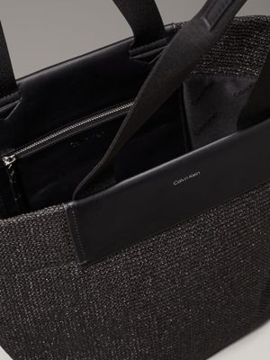 ck black raffia tote bag for women calvin klein