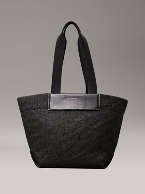 black raffia tote bag for women calvin klein