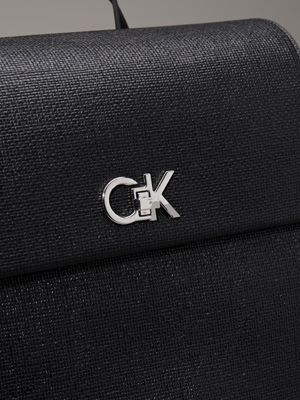 ck black flap backpack for women calvin klein