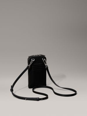 black mono logo crossbody phone bag for women calvin klein