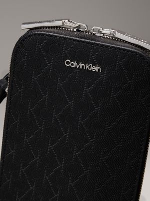 black mono logo crossbody phone bag for women calvin klein