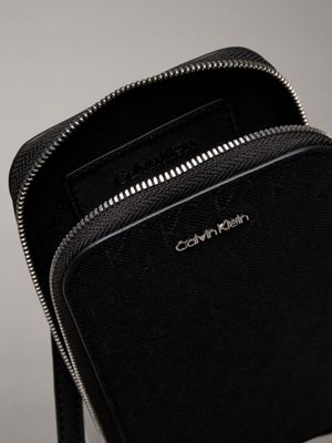 black mono logo crossbody phone bag for women calvin klein