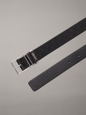 black mono leather logo belt for women calvin klein