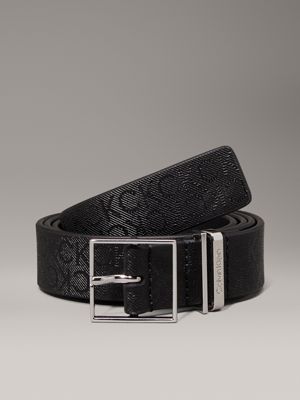 black leather logo belt for women calvin klein