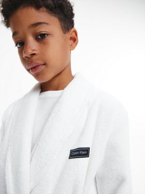 WHITE Unisex Bademantel aus Bio-Baumwolle für kids unisex CALVIN KLEIN