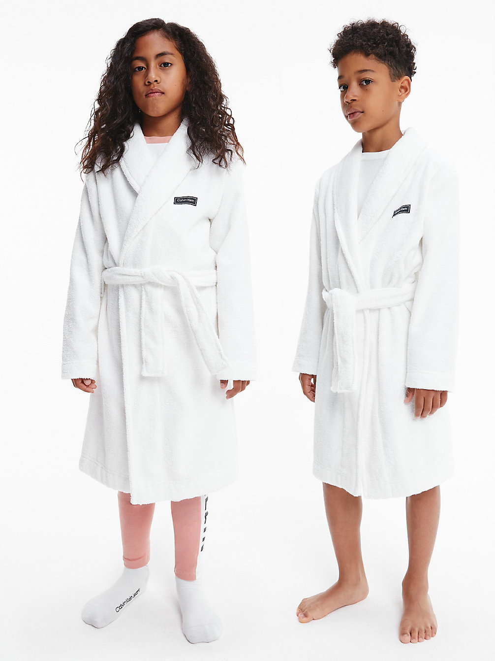 WHITE Organic Cotton Unisex Bathrobe undefined kids unisex Calvin Klein