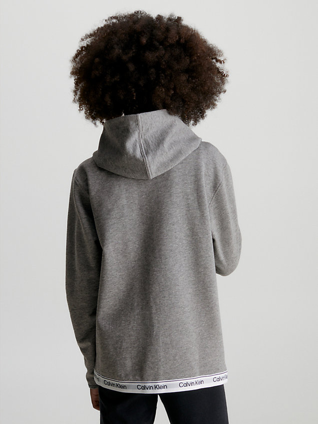 grey dziecięca bluza z kapturem po domu - modern cotton dla kids unisex - calvin klein