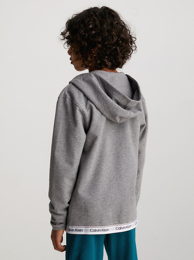 grey kids lounge hoodie - modern cotton for kids unisex calvin klein