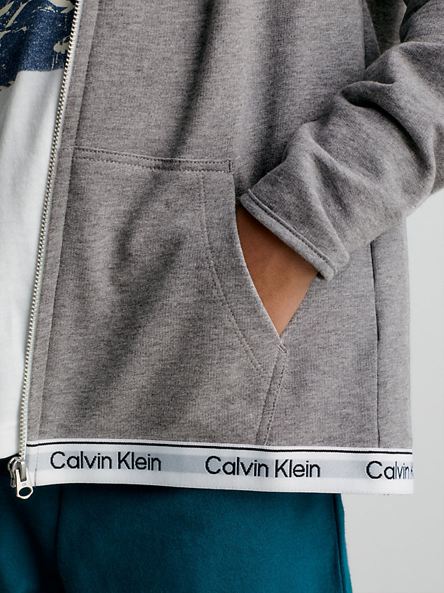 grey kids lounge hoodie - modern cotton for kids unisex calvin klein