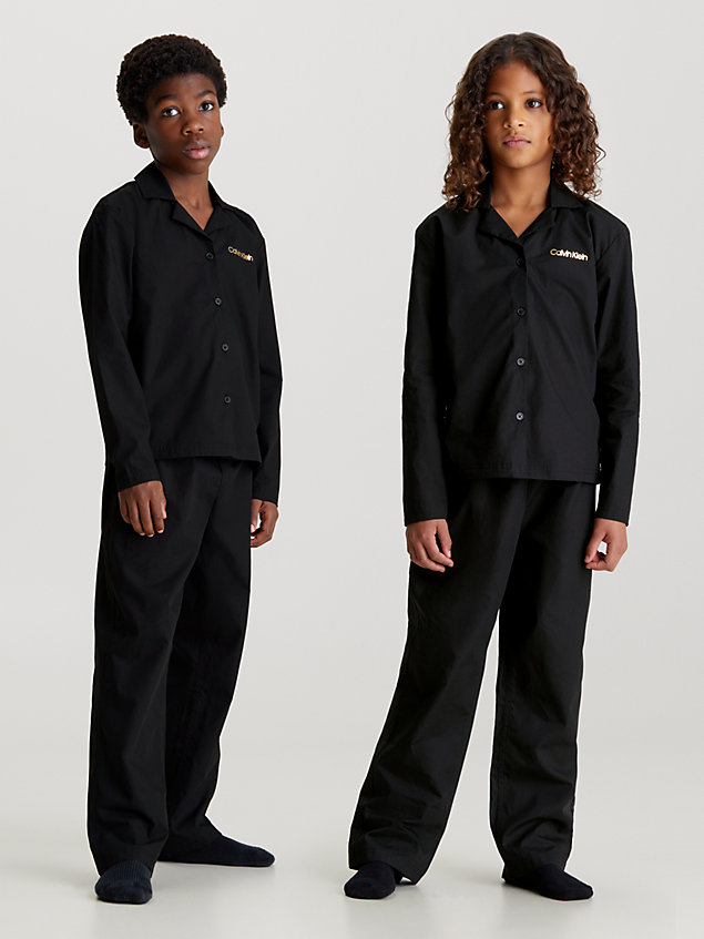 black pyjamaset voor kinderen - modern cotton voor kids unisex - calvin klein