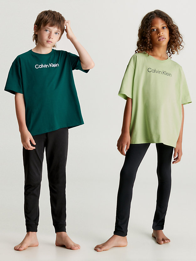 dustylime/darkeverglade zestaw 2 dziecięcych t-shirtów - modern cotton dla unisex - calvin klein