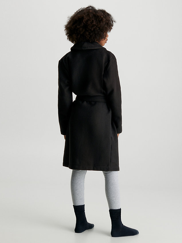 peignoir en coton gaufré pour enfant black pour kids unisex calvin klein