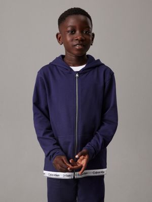 peacoat kids' lounge zip hoodie - modern cotton for kids gender inclusive calvin klein jeans