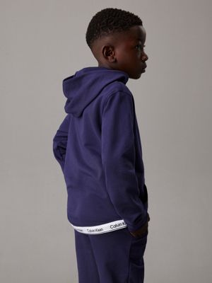 peacoat kids' lounge zip hoodie - modern cotton for kids gender inclusive calvin klein jeans