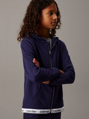 peacoat kids' lounge zip hoodie - modern cotton for kids gender inclusive calvin klein jeans