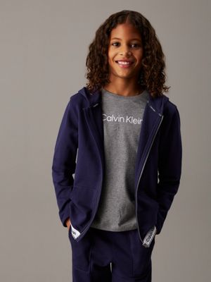 blue kids' lounge zip hoodie - modern cotton for kids gender inclusive calvin klein jeans