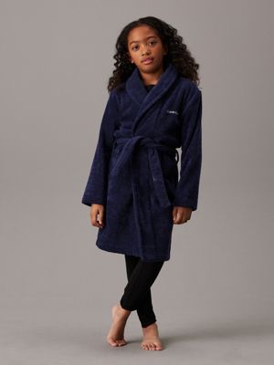 blue kids' bathrobe - modern cotton for kids gender inclusive calvin klein jeans