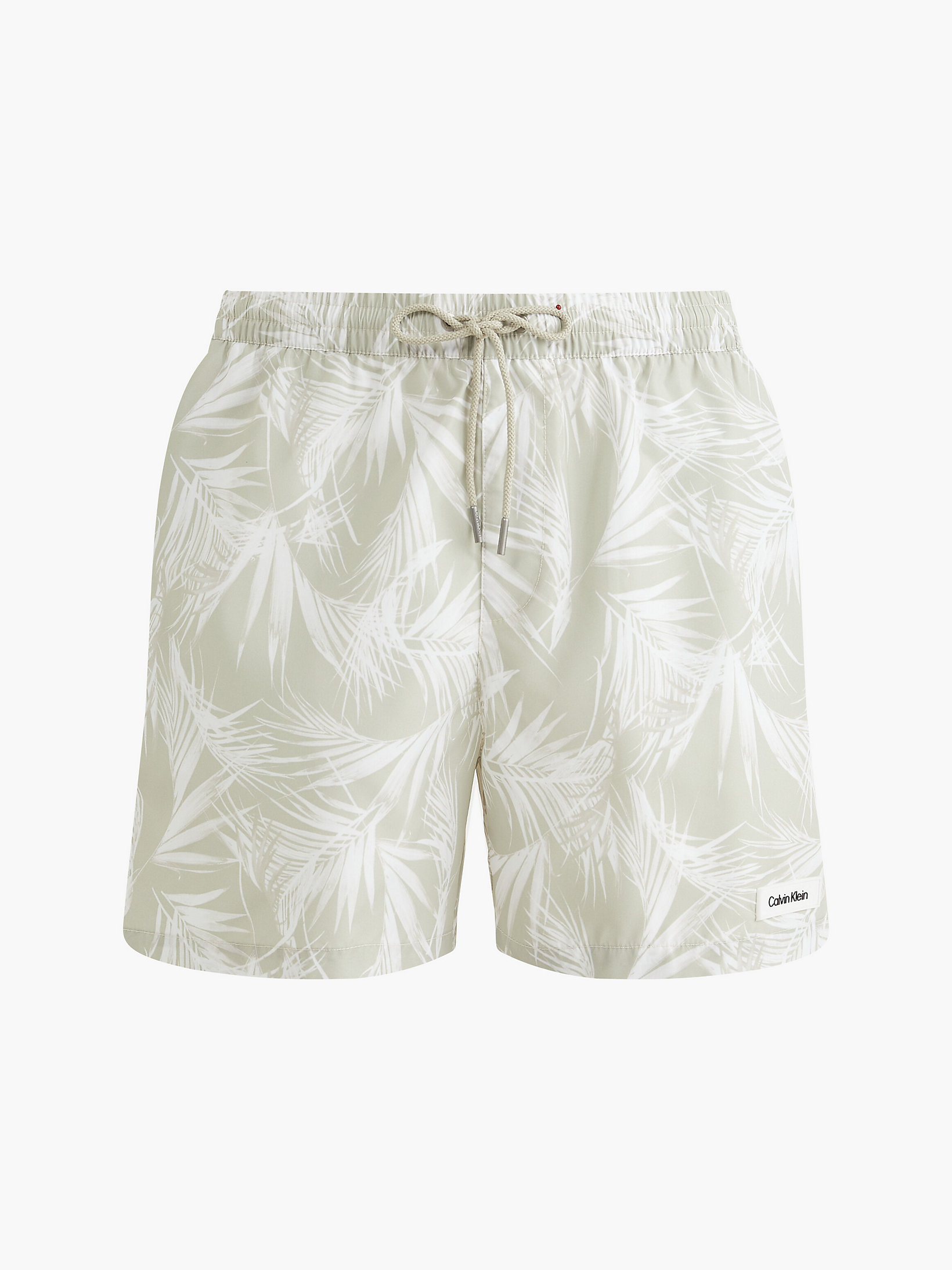 Palm Leaf Light Stone Aop Medium Drawstring Swim Shorts - Core Solids undefined men Calvin Klein