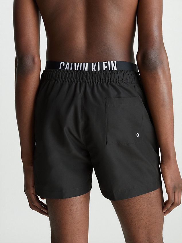 black double waistband swim shorts - intense power for men calvin klein