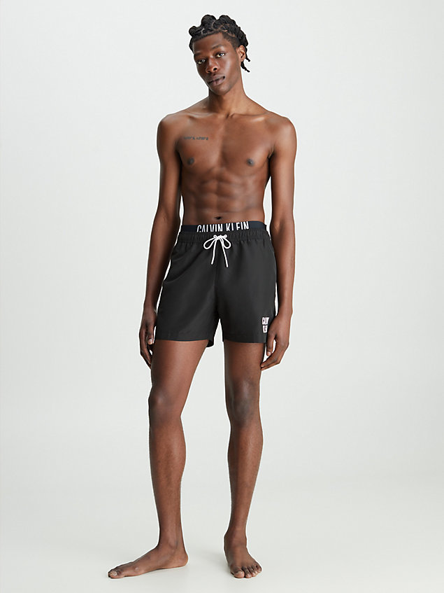 black double waistband swim shorts - intense power for men calvin klein