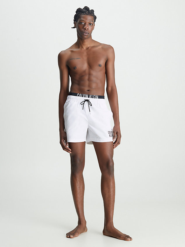 white double waistband swim shorts - intense power for men calvin klein