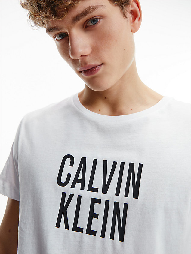 camiseta de playa de algodón orgánico - intense power white de hombre calvin klein