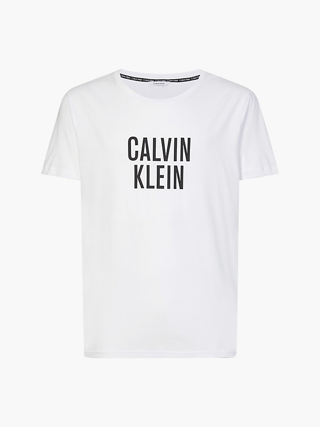 camiseta de playa de algodón orgánico - intense power white de hombre calvin klein